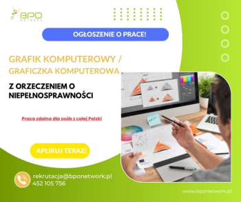 Grafik komputerowy / Graficzka komputerowa z orzeczeniem o niepełnosprawności - praca zdalna dla osób z całej Polski