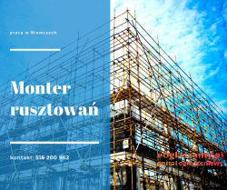 Pomocnik montera rusztowań oraz Monter rusztowań. praca Niemcy 
