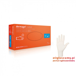 RĘKAWICE LATEKSOWE DIAGNOSTYCZNE BEZPUDROWE MERCATOR Dermagel® Coated Rozm. M