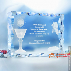 Personalizowana Pamiątka I Komunii z motywem 3D hostii, chleba i wina 