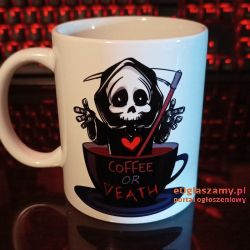 Kubek z nadrukiem COFFEE OR DEATH