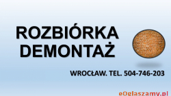 Fundamenty, kruszenie, skuwanie, cennik, tel. 504-746-203. Wrocław, rozbiórka, wyburzenie. Skuwanie kafli, wylewki z betonu, starego fundamentu.