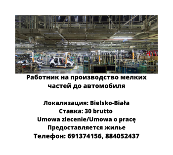 Работник на производство мелких частей до автомобиля