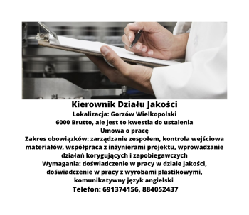 Kierownik Działu Jakości