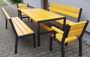 Meble ogrodowe + metal ocynk stół 2 ławki 2 fotele