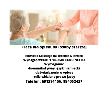 Praca dla opiekunki osoby starszej