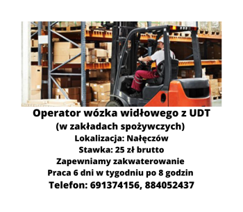 Operator wózka widłowego z UDT