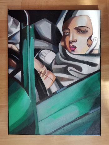 Sprzedam obraz Tamara Łempicka Kobieta w zielonym bugatti