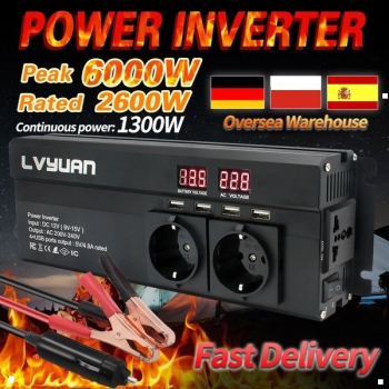 Power inwerter 6000W 12v Elektroniczny wyświetlacz DC AC Kurier Pobranie