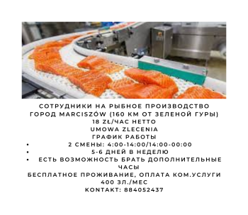 Сотрудники на рыбное производство